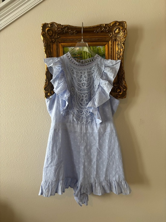 Aqua Pants - NWT Aqua Light Blue Lace Ruffle Romper